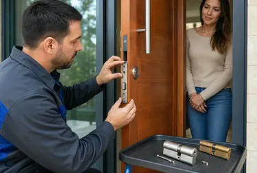 Chaveiro trocando uma fechadura em um imóvel em Imperatriz.